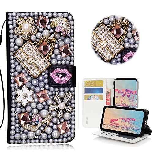 STENES Schutzhülle mit Glitzer-Motiv, kompatibel mit iPhone 16 Pro Max, stilvoll, handgefertigt, sexy Mädchentasche, High Heels, Lippen, magnetischer Brieftaschenständer, für Mädchen und Frauen STENES Schutzhülle mit Glitzer-Motiv, kompatibel mit iPhone 16 Pro Max, stilvoll, handgefertigt, sexy Mädchentasche, High Heels, Lippen, magnetischer Brieftaschenständer, für Mädchen und Frauen von STENES