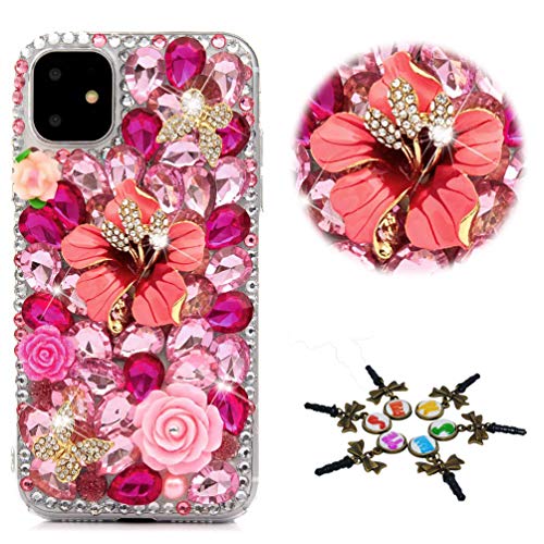 STENES Sparkle Handyhülle Kompatibel mit iPhone 11 - Stilvoll - 3D Handmade Bling Pretty Flower Rose Schmetterling Strass Kristall Diamant Design Cover Case - Rosa STENES Sparkle Handyhülle Kompatibel mit iPhone 11 - Stilvoll - 3D Handmade Bling Pretty Flower Rose Schmetterling Strass Kristall Diamant Design Cover Case - Rosa von STENES