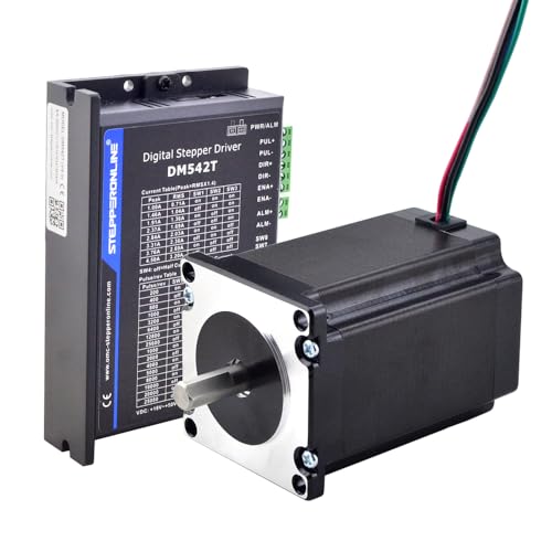 STEPPERONLINE 1Achsen Nema 23 Schrittmotor 2,4Nm 4A Φ8mm und Treiber DM542T CNC Kit von STEPPERONLINE