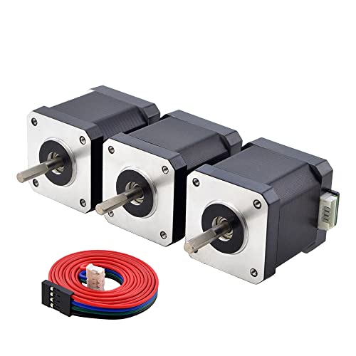 STEPPERONLINE E Series Nema 17 Schrittmotor 2A 55Ncm 1,8 Grad mit 1 Meter Kabel für 3D-Drucker CNC(3 Pack) von STEPPERONLINE