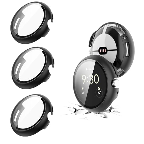STFALI 3 Stück Hülle für Pixel Watch 3 Displayschutz, PC All-Around Schutzhülle mit Google Watch 3 45mm (2024), Hochempfindliche Schwarz STFALI 3 Stück Hülle für Pixel Watch 3 Displayschutz, PC All-Around Schutzhülle mit Google Watch 3 45mm (2024), Hochempfindliche Schwarz von STFALI