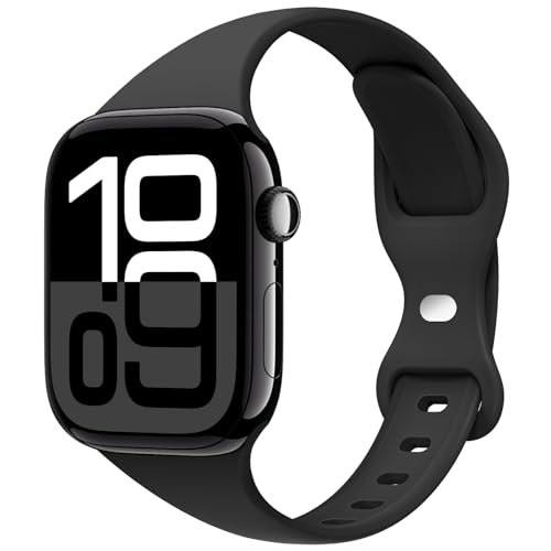 STG Sport Armband kompatibel mit Apple Watch 38 mm, 40 mm, 41 mm, 42 mm, 44 mm, 45 mm, 49 mm, weiches Silikon, schmal, Ersatzarmband, kompatibel mit iWatch Ultra SE Serie 8/7/6/5/4/3/2/1, Schwarz, STG Sport Armband kompatibel mit Apple Watch 38 mm, 40 mm, 41 mm, 42 mm, 44 mm, 45 mm, 49 mm, weiches Silikon, schmal, Ersatzarmband, kompatibel mit iWatch Ultra SE Serie 8/7/6/5/4/3/2/1, Schwarz, von STG Sport