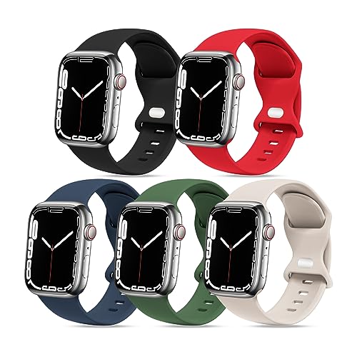 STG Sport Watch-Armband, kompatibel Watch, 38 mm, 40 mm, 41 mm, 42 mm, 44 mm, 45 mm, 49 mm, weiches Silikon-Ersatz-Sportarmband, kompatibel mit iWatch Ultra-S-Serie 8/7/6/5/4/3/2/1, 5 von STG Sport