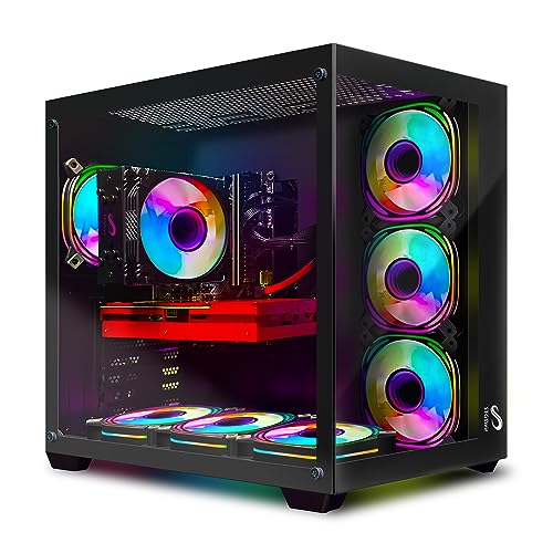 STGsivir-Gaming Desktop PC-GeForce RTX 3060 Ti 8Go, AMD Ryzen 7 5700X 4.6GHz, 32G DDR4, 1T SSD, 600 M WLAN, BT 5.0, RGB Lüfter x 7, W11H64-Gaming Computer Tower-für Gamer und Streaming von STGsivir