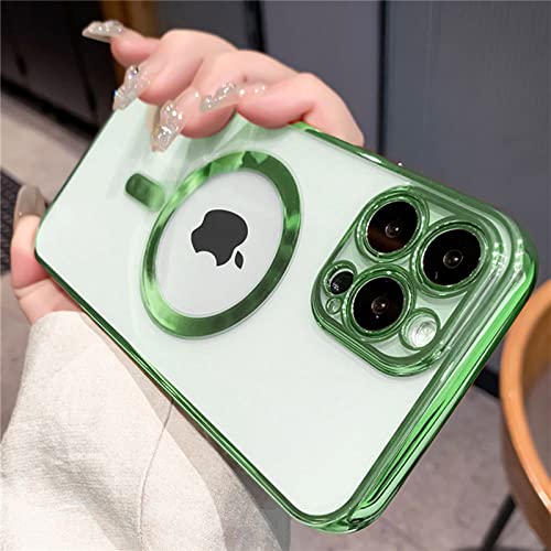 STICHY Transparente kabellose Ladehülle für iPhone 14 13 12 11 Pro Max X XS XR Beschichtung Weiche Silikonhülle, grün, für iPhone 13Pro Max von STICHY