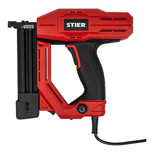 STIER Elektro-Kombi-Tacker TK-18 230 V mit 400 Nägeln und Klammern, Nagler, Nagelschussgerät, Klammergerät, Klammermaschine, für nahezu alle Holzarten geeignet von STIER