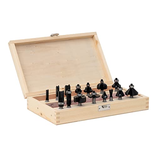 STIER Fräsersortiment, 15-teilig, 8 mm, Holzfräser, Fräser für Oberfräsen, Fräser Set von STIER