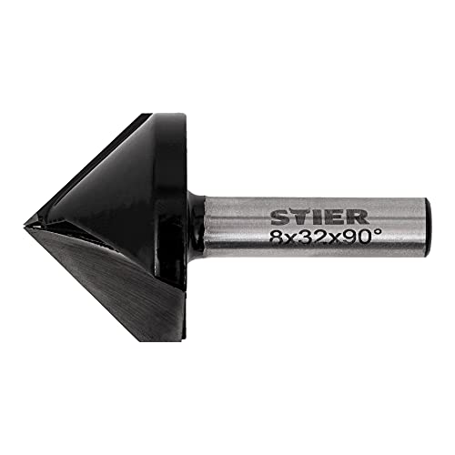 STIER Gipskartonfräser Rigipsfräser, 90° Winkel, D32 mm, 8 mm Schaft für Oberfräsen, 32 mm Durchmesser, V-Nutfräser, Schriftenfräser, Für saubere Arbeiten an Mauervorsprüngen STIER Gipskartonfräser Rigipsfräser, 90° Winkel, D32 mm, 8 mm Schaft für Oberfräsen, 32 mm Durchmesser, V-Nutfräser, Schriftenfräser, Für saubere Arbeiten an Mauervorsprüngen von STIER