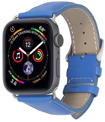 STILGUT Armband kompatibel mit Apple Watch Lederarmband 38mm/40mm - Apple Watch Armband aus Leder für Apple Watch SE/6/5/4/3/2/1 in 38mm & 40mm – Blau von STILGUT