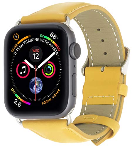 STILGUT Armband kompatibel mit Apple Watch Lederarmband 38mm/40mm - Apple Watch Armband aus Leder für Apple Watch SE/6/5/4/3/2/1 in 38mm & 40mm – Gelb von STILGUT