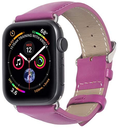 STILGUT Armband kompatibel mit Apple Watch Lederarmband 42mm/44mm - Apple Watch Armband aus Leder für Apple Watch SE/6/5/4/3/2/1 in 42mm & 44mm – Lila von STILGUT