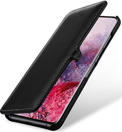 STILGUT Book Case entwickelt für Samsung Galaxy S20 Hülle aus Leder mit Clip-Verschluss, Lederhülle, Klapphülle, Handyhülle - Schwarz Nappa von STILGUT
