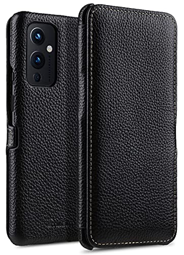 STILGUT Book Case kompatibel mit OnePlus 9 Hülle aus Leder mit Clip-Verschluss, Lederhülle, Klapphülle, Handyhülle - Schwarz von STILGUT