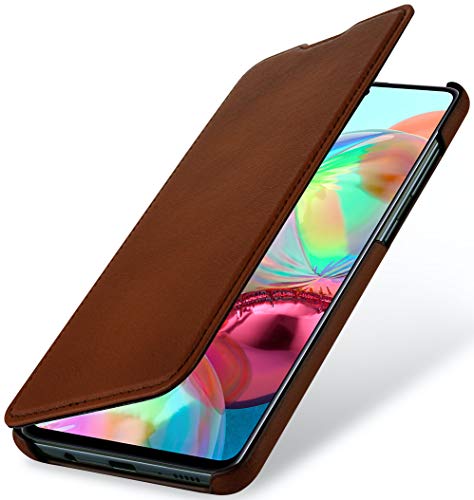 STILGUT Book Case kompatibel mit Samsung Galaxy A71 Hülle aus Leder zum Klappen, Klapphülle, Handyhülle, Lederhülle, dünn - Braun Antik von STILGUT