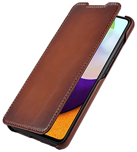 STILGUT Book Case kompatibel mit Samsung Galaxy A72 Hülle aus Leder zum Klappen, Klapphülle, Handyhülle, Lederhülle - Cognac Antik von STILGUT