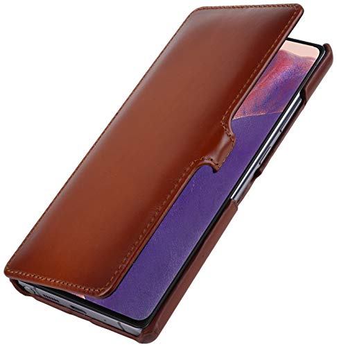 STILGUT Book Case kompatibel mit Samsung Galaxy Note 20 Hülle aus Leder mit Clip-Verschluss, Lederhülle, Klapphülle, Handyhülle - Cognac Antik von STILGUT