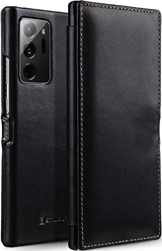 STILGUT Book Case kompatibel mit Samsung Galaxy Note 20 Ultra Hülle aus Leder mit Clip-Verschluss, Lederhülle, Klapphülle, Handyhülle - Schwarz Nappa von STILGUT