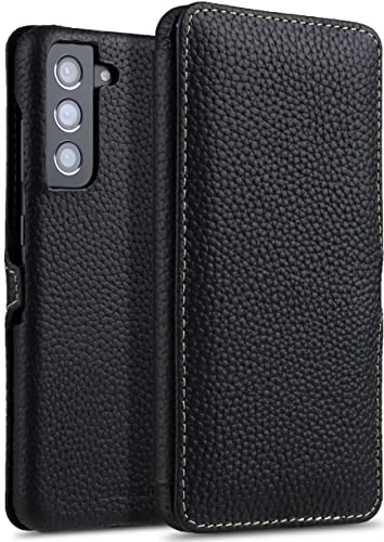 STILGUT Book Case kompatibel mit Samsung Galaxy S21 FE 5G Hülle aus Leder mit Clip-Verschluss, Lederhülle, Klapphülle, Handyhülle – Schwarz von STILGUT