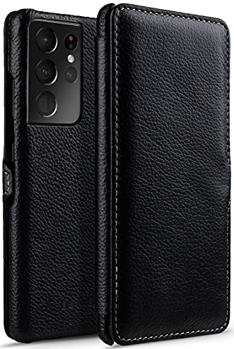 STILGUT Book Case kompatibel mit Samsung Galaxy S21 Ultra 5G Hülle aus Leder mit Clip-Verschluss, Lederhülle, Klapphülle, Handyhülle - Schwarz von STILGUT