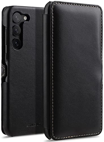 STILGUT Book Case kompatibel mit Samsung Galaxy S23 Plus Hülle aus Leder mit Clip-Verschluss, Lederhülle, Klapphülle, Handyhülle - Schwarz Nappa von STILGUT