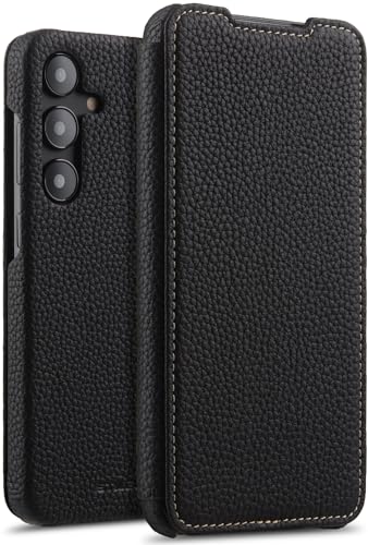 STILGUT Book Case kompatibel mit Samsung Galaxy S24 Hülle aus Leder, Lederhülle, Klapphülle, Handyhülle - Schwarz von STILGUT