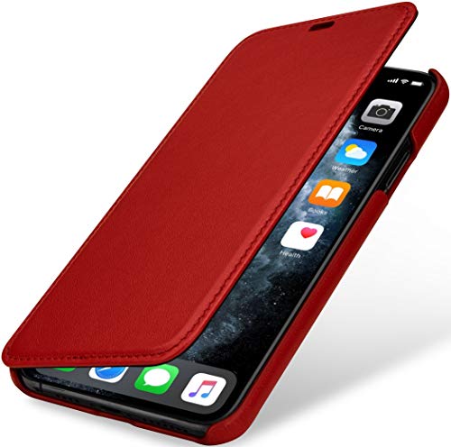 STILGUT Book Case kompatibel mit iPhone 11 Pro Max Hülle aus Leder zum Klappen, Klapphülle, Handyhülle, Lederhülle, dünn - Rot Nappa von STILGUT