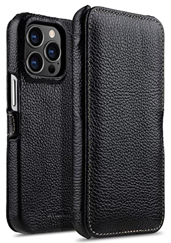 STILGUT Book Case kompatibel mit iPhone 13 Pro Max (6.7“) Hülle aus Leder mit Clip-Verschluss, Klapphülle, Handyhülle, Lederhülle - Schwarz von STILGUT
