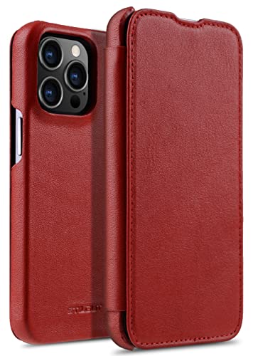 STILGUT Book Case kompatibel mit iPhone 13 Pro Max (6.7“) Hülle aus Leder zum Klappen, Klapphülle, Handyhülle, Lederhülle - Rot Nappa von STILGUT