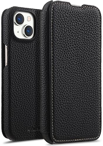 STILGUT Book Case passend für iPhone 15 Plus - Hülle kompatibel mit MagSafe aus Leder zum Klappen, Klapphülle, Handyhülle, Lederhülle - Schwarz von STILGUT