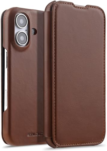 STILGUT Book Case passend für iPhone 16 Plus - Hülle kompatibel mit MagSafe aus Leder zum Klappen, Klapphülle, Handyhülle, Lederhülle - Cognac STILGUT Book Case passend für iPhone 16 Plus - Hülle kompatibel mit MagSafe aus Leder zum Klappen, Klapphülle, Handyhülle, Lederhülle - Cognac von STILGUT