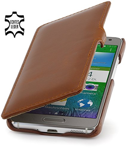 STILGUT Book Type Case, Hülle aus Leder für Samsung Galaxy Alpha, Booklet case mit Clip, Cognac von STILGUT