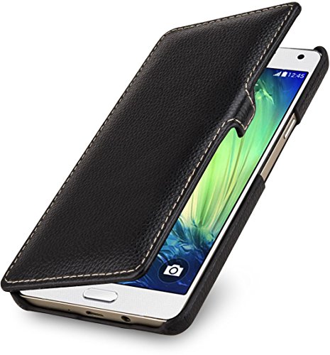 STILGUT Book Type Case mit Clip, Hülle aus Leder für Samsung Galaxy A7 (2015), Schwarz von STILGUT