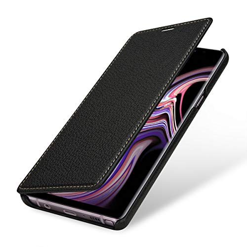 STILGUT Book Type Lederhülle für Samsung Galaxy Note 9. Seitlich klappbares Flip-Case aus Echtleder, Schwarz von STILGUT