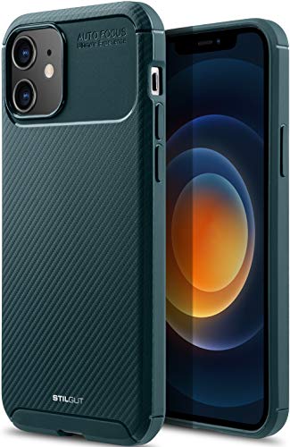 STILGUT Carbon Auto Focus kompatibel mit iPhone 12 Mini (5.4") TPU Hülle im Carbon Design, TPU Cover, stoßfeste Handyhülle - Grün von STILGUT