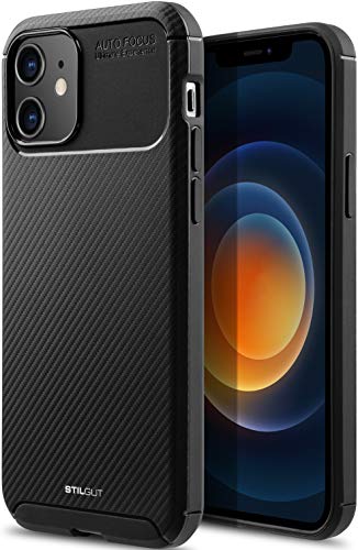 STILGUT Carbon Auto Focus kompatibel mit iPhone 12 Mini (5.4") TPU Hülle im Carbon Design, TPU Cover, stoßfeste Handyhülle - Schwarz von STILGUT