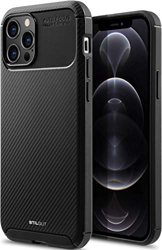 STILGUT Carbon Auto Focus kompatibel mit iPhone 12 Pro Max (6.7") TPU Hülle im Carbon Design, TPU Cover, stoßfeste Handyhülle - Schwarz von STILGUT