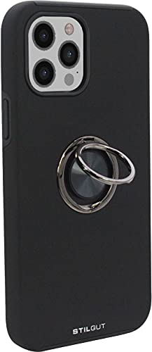STILGUT Case kompatibel mit iPhone 13 Pro Max (6.7“) Handyhülle mit Fingerhalter & Ring-Ständer, Hülle mit 360 Grad drehbarer Smartphone Fingerhalterung/Ringhalter - Schwarz von STILGUT