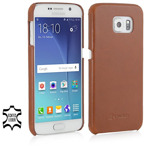 STILGUT Cover Type Case, Hülle aus Leder für Samsung Galaxy S6, Cognac von STILGUT