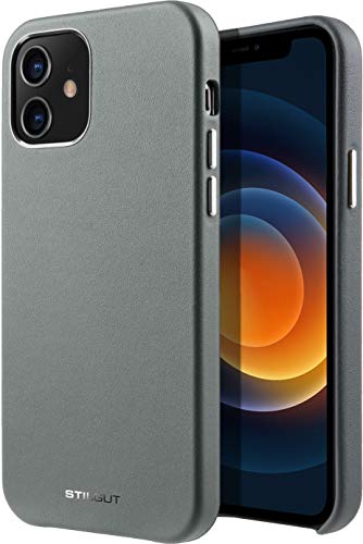 STILGUT Cover kompatibel mit iPhone 12 Mini Case aus Leder, Lederhülle, Hülle aus Leder, Ledercase - Grau/Grün STILGUT Cover kompatibel mit iPhone 12 Mini Case aus Leder, Lederhülle, Hülle aus Leder, Ledercase - Grau/Grün von STILGUT