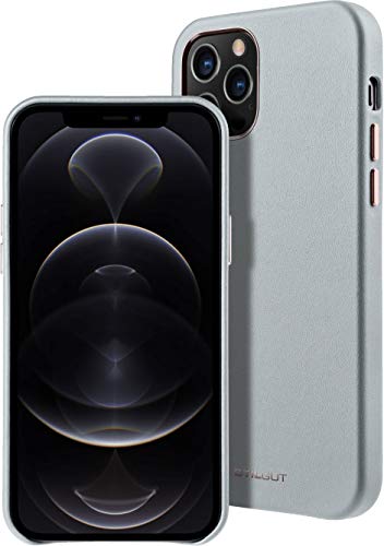 STILGUT Cover kompatibel mit iPhone 12 Pro Max Case aus Leder, Lederhülle, Hülle aus Leder, Ledercase - Grau von STILGUT