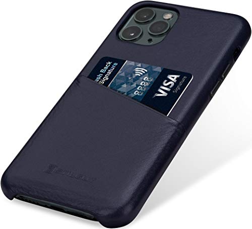 STILGUT Handyhülle kompatibel mit iPhone 11 Pro Hülle mit Kartenfach, Case aus Leder, Kartenhülle - Blau von STILGUT