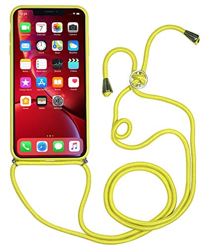 STILGUT Handykette entwickelt für iPhone 7 Plus/8 Plus - Handykette für iPhone 7 Plus & iPhone 8 Plus aus Leder & TPU/PC, Handyhülle mit Band - Gelb von STILGUT