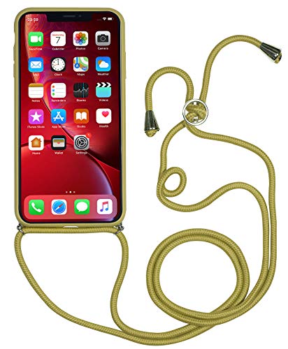 STILGUT Handykette entwickelt für iPhone XR - Handyhülle mit Band für iPhone XR aus Leder & TPU/PC, Handyhülle zum Umhängen - Grün von STILGUT