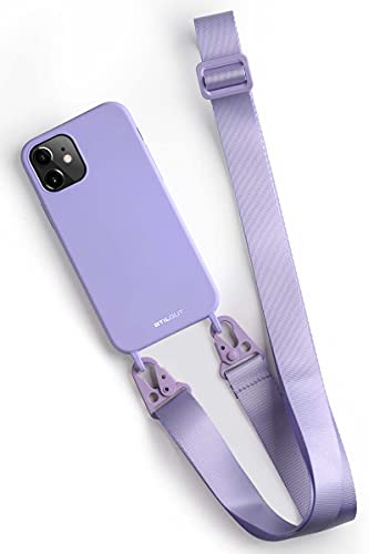 STILGUT Handykette kompatibel mit iPhone 12 Mini (5.4“) - Handyhülle mit abnehmbarem Band für iPhone 12 Mini, Hülle aus TPU zum Umhängen - Violett von STILGUT