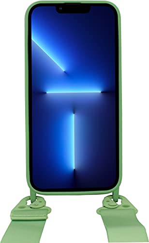 STILGUT Handykette kompatibel mit iPhone 13 Pro Max (6.7“) - Handyhülle mit abnehmbarem Band für iPhone 13 Pro Max, Hülle aus TPU zum Umhängen - Hellgrün von STILGUT