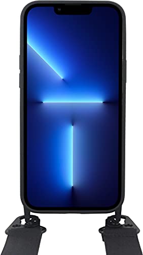 STILGUT Handykette kompatibel mit iPhone 13 Pro Max (6.7“) - Handyhülle mit abnehmbarem Band für iPhone 13 Pro Max, Hülle aus TPU zum Umhängen - Schwarz von STILGUT