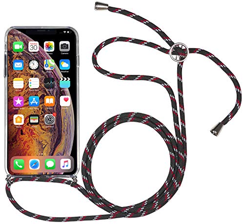 STILGUT Handykette kompatibel mit iPhone X/XS, Handyhülle zum Umhängen, transparente Hülle mit Band in Schwarz-Rot-Weiß STILGUT Handykette kompatibel mit iPhone X/XS, Handyhülle zum Umhängen, transparente Hülle mit Band in Schwarz-Rot-Weiß von STILGUT
