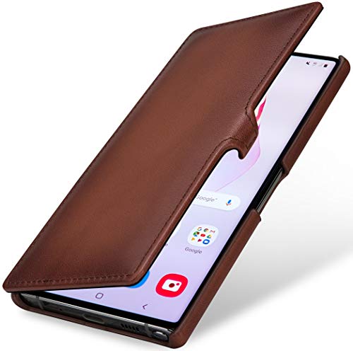 STILGUT Hülle kompatibel mit Galaxy Note 10 Tasche aus Leder, Book Type, braun antik mit Clip von STILGUT