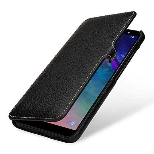 STILGUT Leder-Hülle für Galaxy A6+ (Plus) 2018 Book Type, Schwarz mit Clip von STILGUT