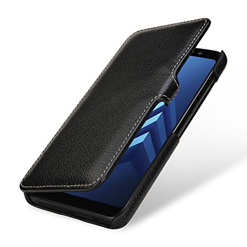 STILGUT Leder-Hülle für Galaxy A8 2018 Book Type, schwarz mit Clip von STILGUT